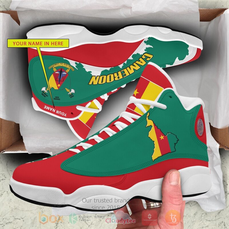 Cameroon_Personalized_Red_Green_Air_Jordan_13_Shoes_1
