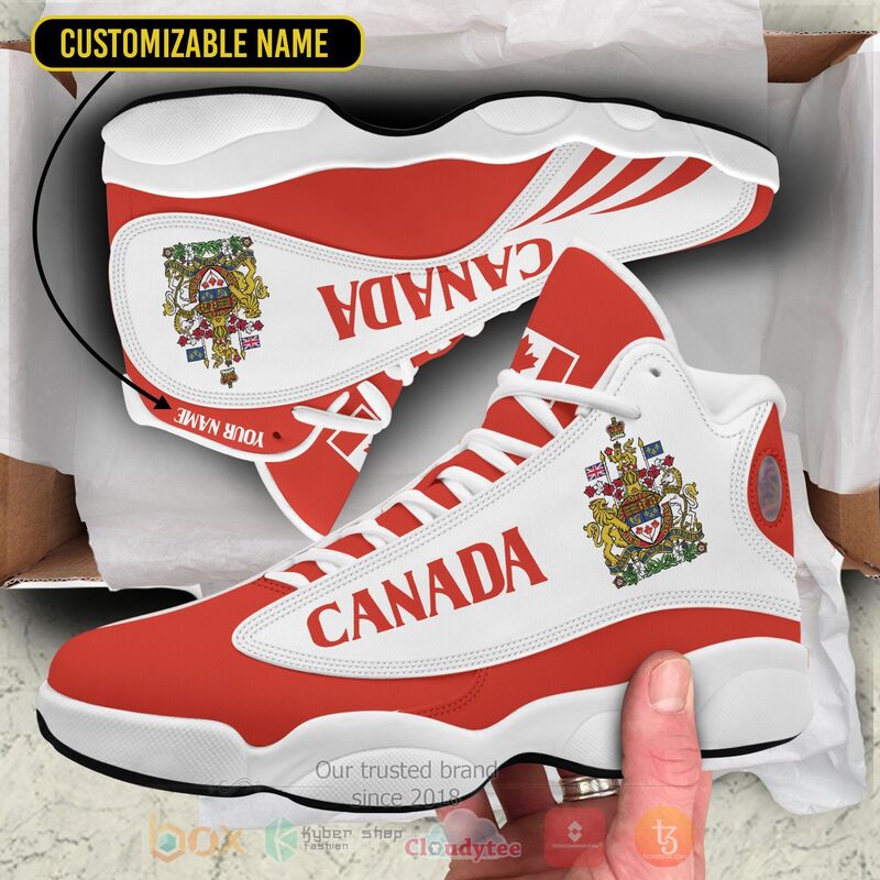Canada_Personalized_Red_White_Air_Jordan_13_Shoes