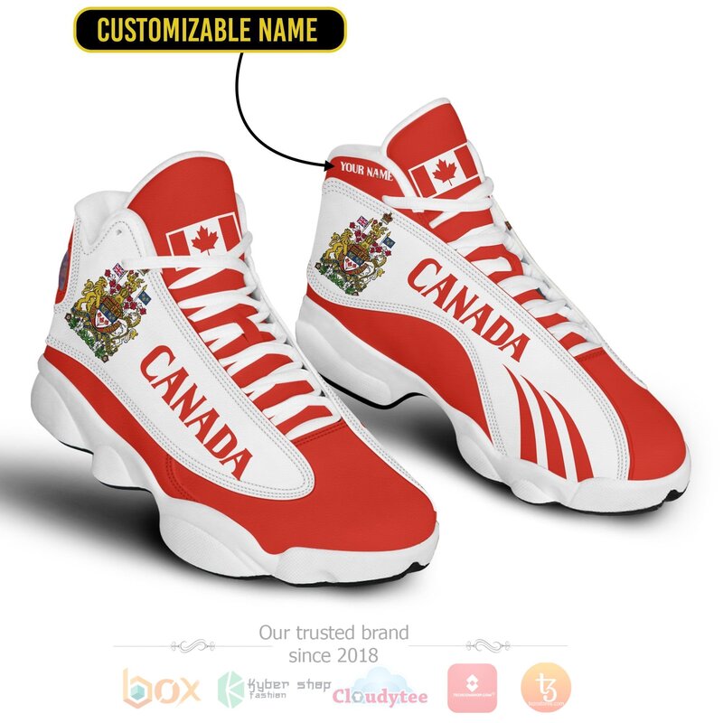 Canada_Personalized_Red_White_Air_Jordan_13_Shoes_1