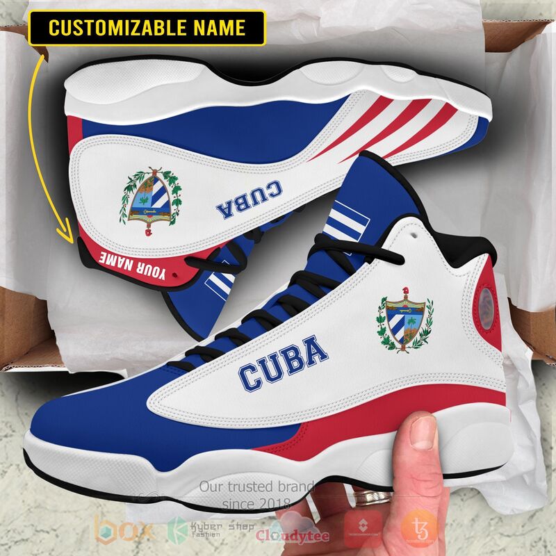 Cuba_Personalized_Blue_White_Air_Jordan_13_Shoes