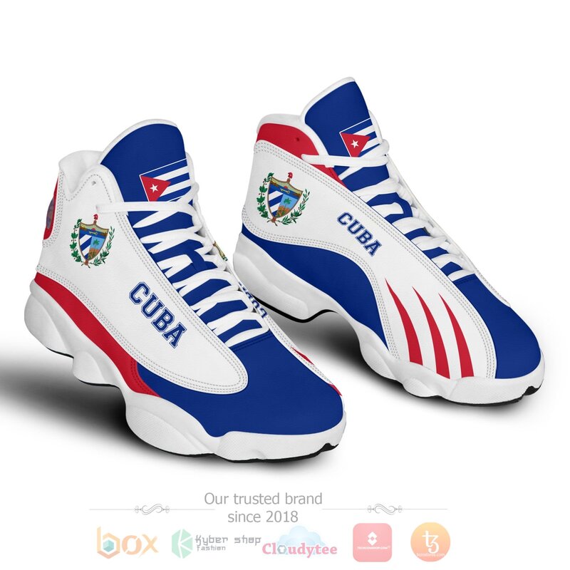 Cuba_Personalized_Blue_White_Air_Jordan_13_Shoes_1