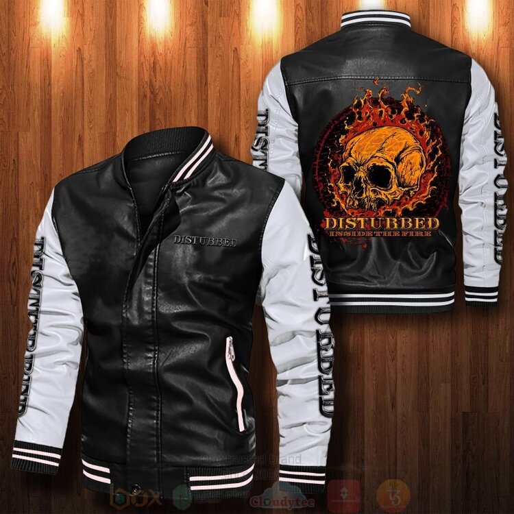 Disturbed_Inside_The_Fire_Skull_Bomber_Leather_Jacket