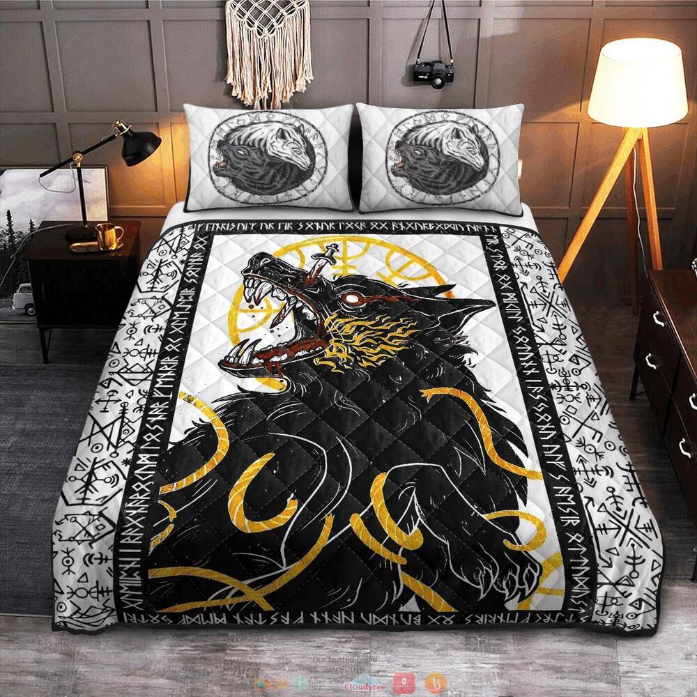 Fenrir_Yin_Yang_Wolf_Runic_Quilt_Bedding_Set