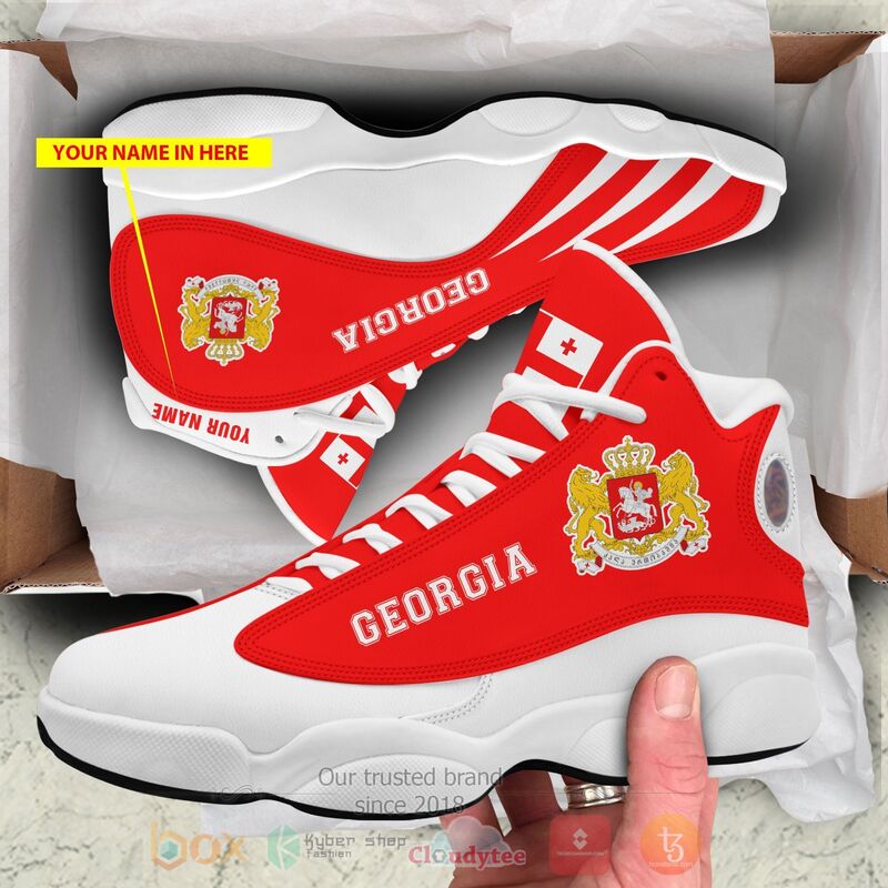 Georgia_Personalized_Red_White_Air_Jordan_13_Shoes