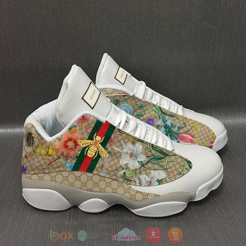 Gucci_Bee_Gold_and_Flower_Air_Jordan_13_Shoes