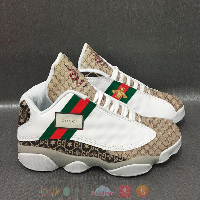 Gucci_Bee_and_Sneakers_White_Brown_Air_Jordan_13_Shoes