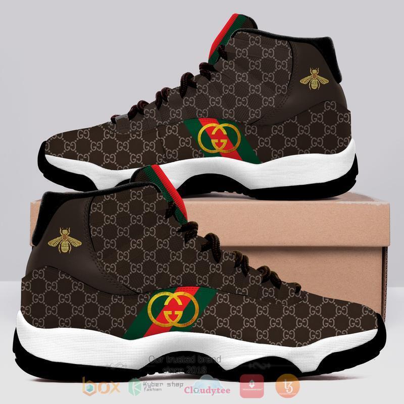 Gucci_Gold_Bee_Brown_Air_Jordan_11_Shoes
