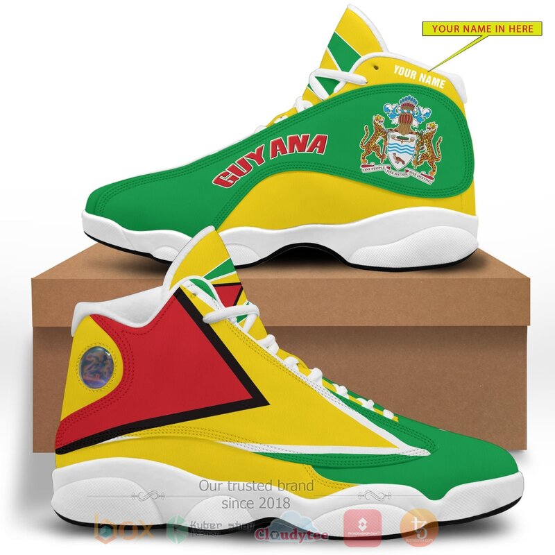 Guyana_Personalized_Yellow_Air_Jordan_13_Shoes
