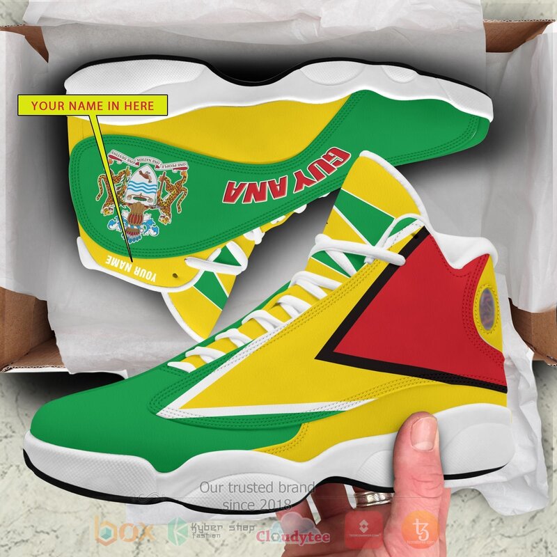 Guyana_Personalized_Yellow_Air_Jordan_13_Shoes_1