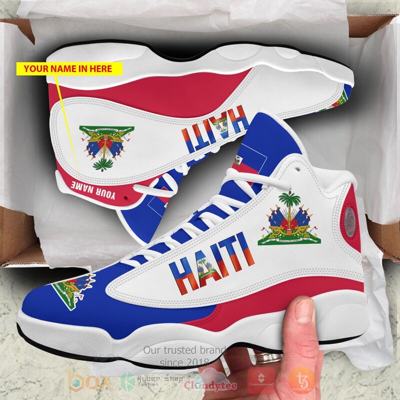 Haiti_Personalized_White_Blue_Air_Jordan_13_Shoes