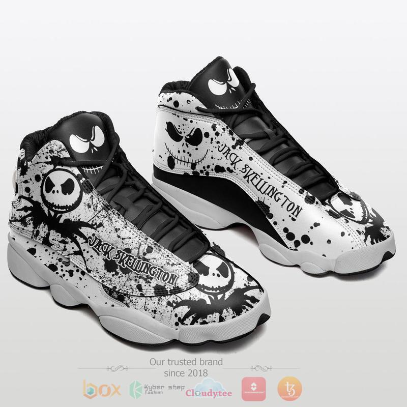 Jack_Skellington_Black_and_White_Dots_Air_Jordan_13_Shoes