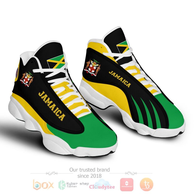 Jamaica_Personalized_Black_Green_Air_Jordan_13_Shoes_1