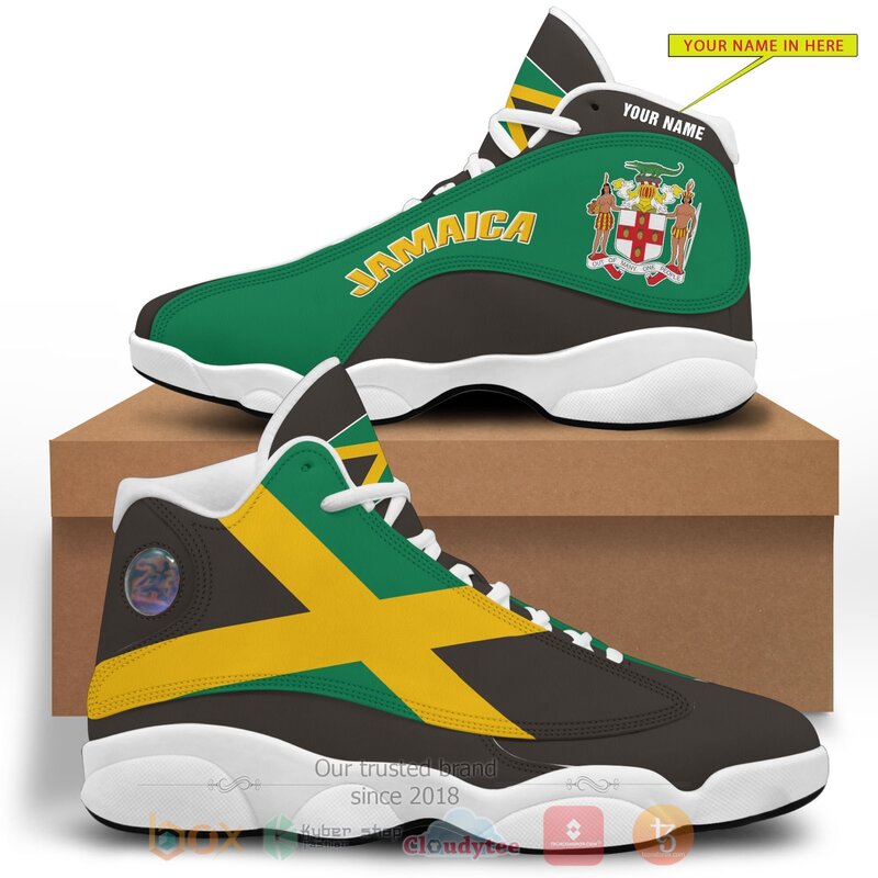 Jamaica_Personalized_Black_Yellow_Air_Jordan_13_Shoes