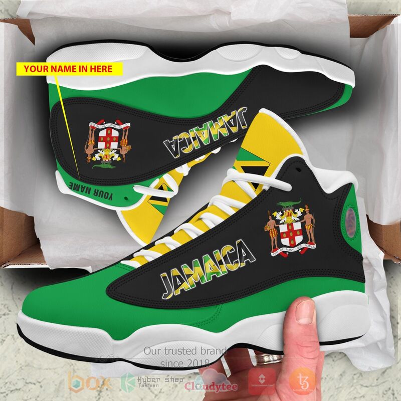 Jamaica_Personalized_Yellow_Green_Air_Jordan_13_Shoes