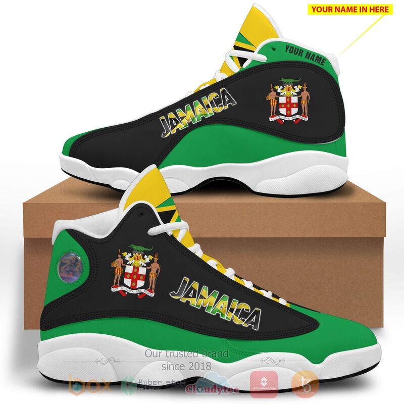Jamaica_Personalized_Yellow_Green_Air_Jordan_13_Shoes_1