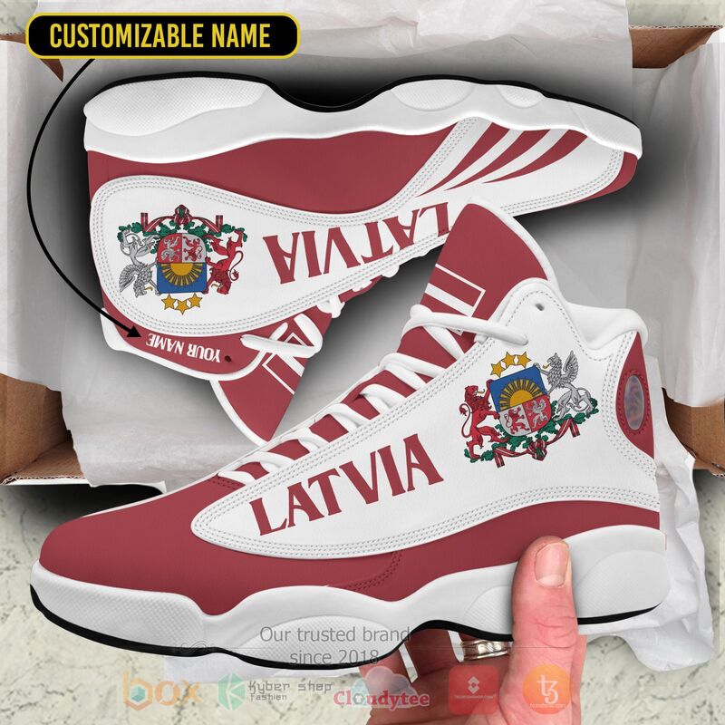 Latvia_Personalized_Red_Air_Jordan_13_Shoes