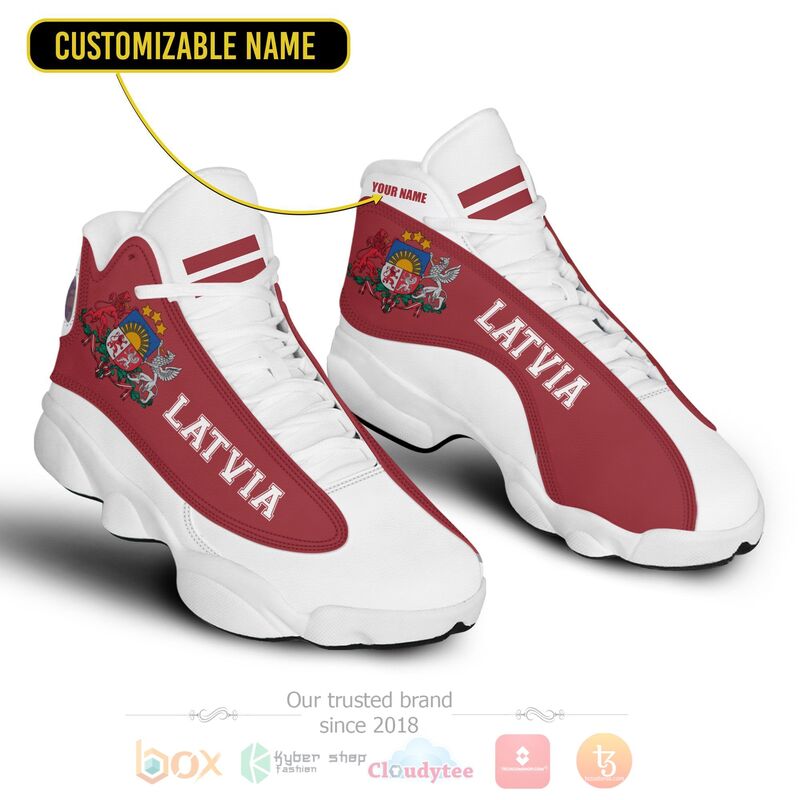 Latvia_Personalized_Red_White_Air_Jordan_13_Shoes
