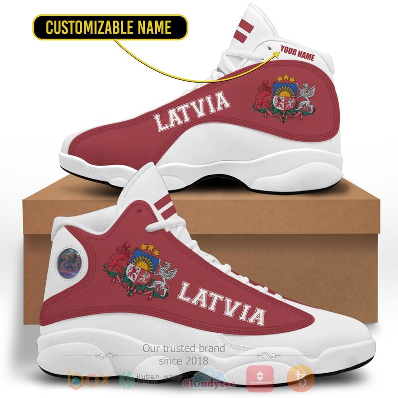 Latvia_Personalized_Red_White_Air_Jordan_13_Shoes_1