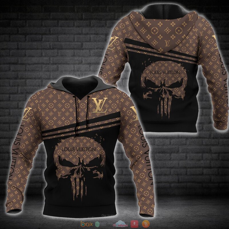 Louis_Vuitton_Punisher_skull_brown_pattern_3d_shirt_hoodie