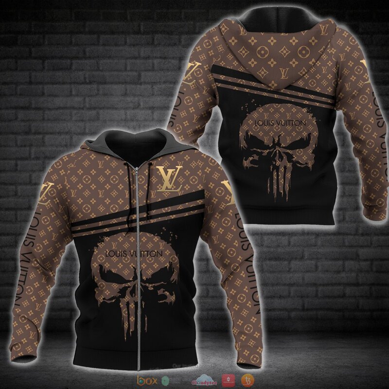 Louis_Vuitton_Punisher_skull_brown_pattern_3d_shirt_hoodie_1