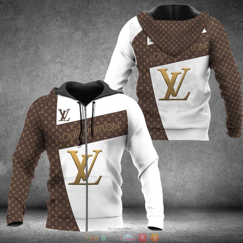 Louis_Vuitton_brown_pattern_white_3d_shirt_hoodie_1