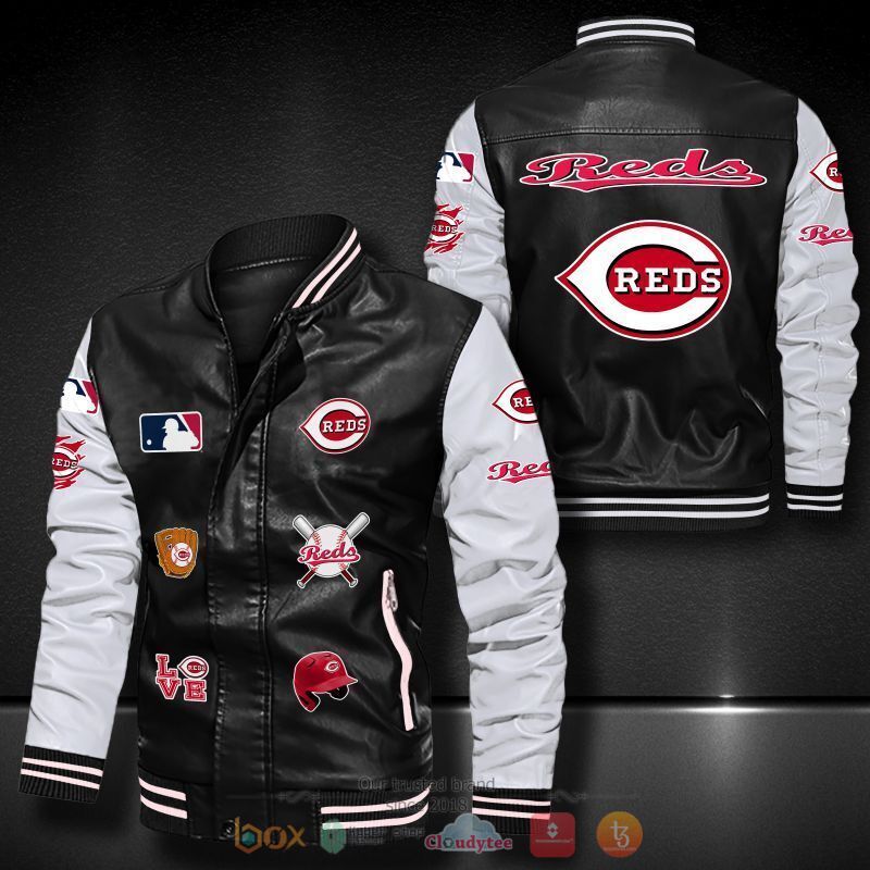 MLB_Cincinnati_Reds_logo_team_Bomber_leather_jacket