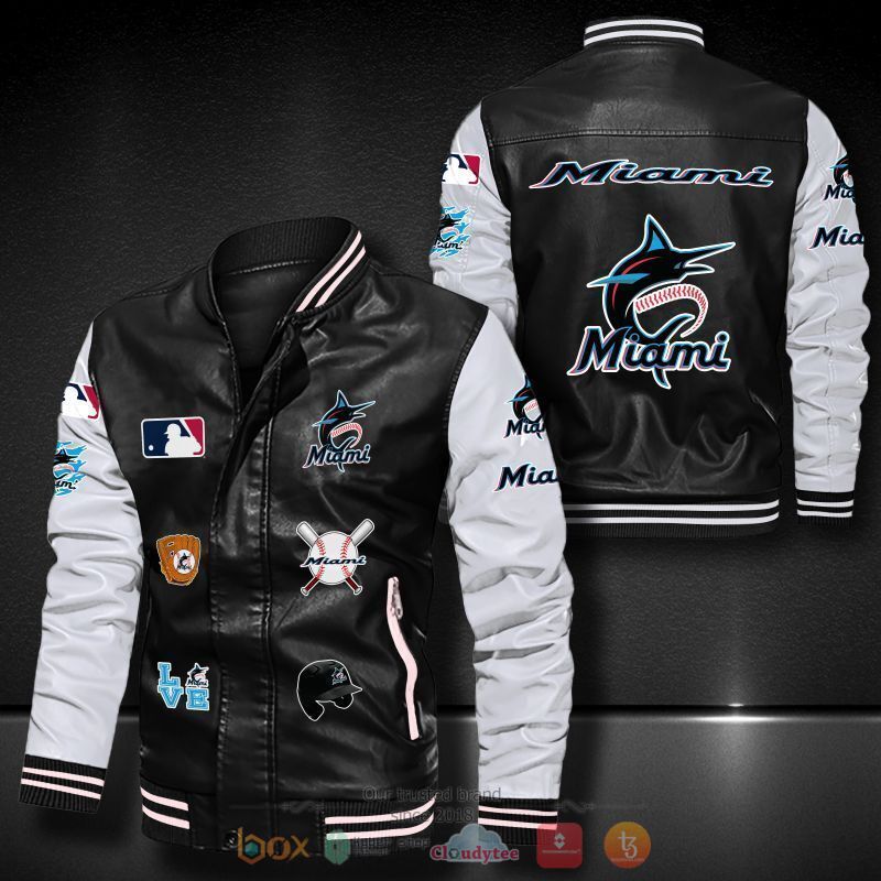 MLB_Miami_Marlins_logo_team_Bomber_leather_jacket