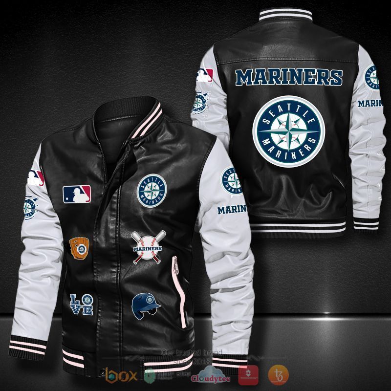 MLB_Seattle_Mariners_logo_team_Bomber_leather_jacket