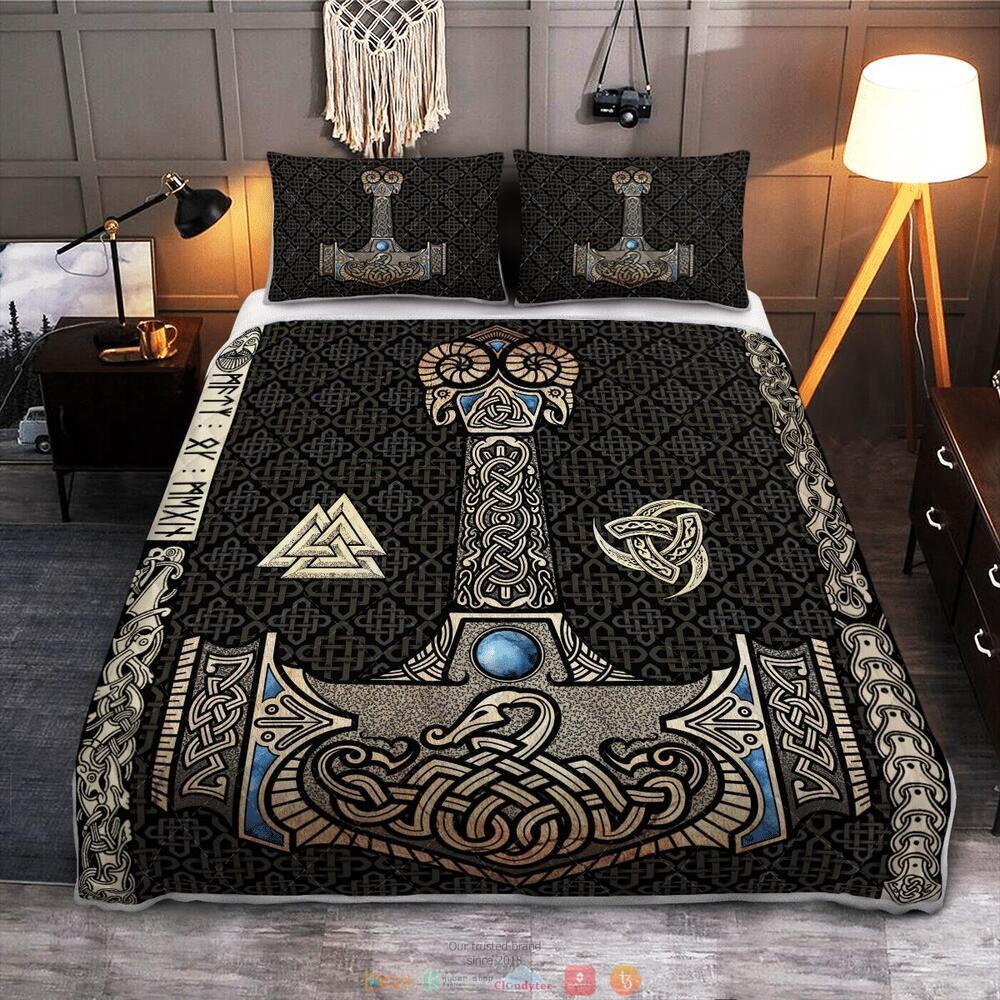 Mjolnir_Hammer_Of_The_Thunder_God_Thor_Viking_Quilt_Bedding_Set