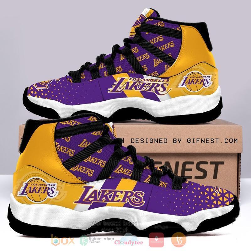 NBA_Basketball_Team_Los_Angeles_Lakers_Purple_Yellow_Air_Jordan_13_Shoes