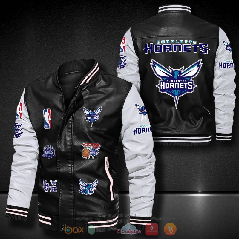 NBA_Charlotte_Hornets_logo_team_Bomber_leather_jacket