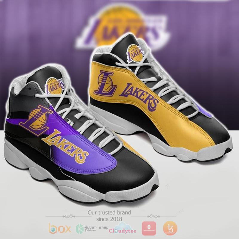 NBA_Los_Angeles_Lakers_Black_Air_Jordan_13_Shoes