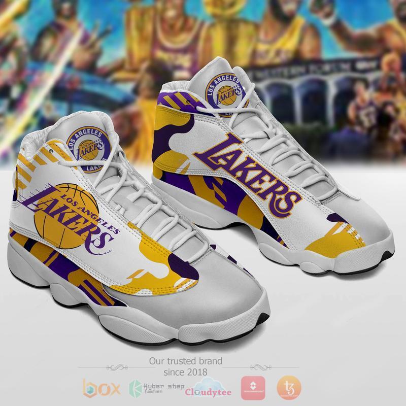 NBA_Los_Angeles_Lakers_White_Air_Jordan_13_Shoes
