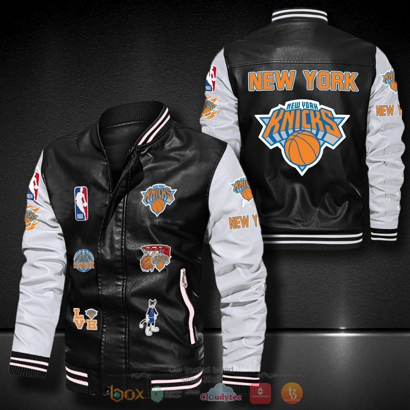 NBA_New_York_Knicks_logo_team_Bomber_leather_jacket