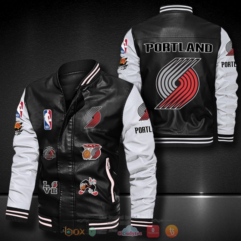 NBA_Portland_Trail_Blazers_logo_team_Bomber_leather_jacket