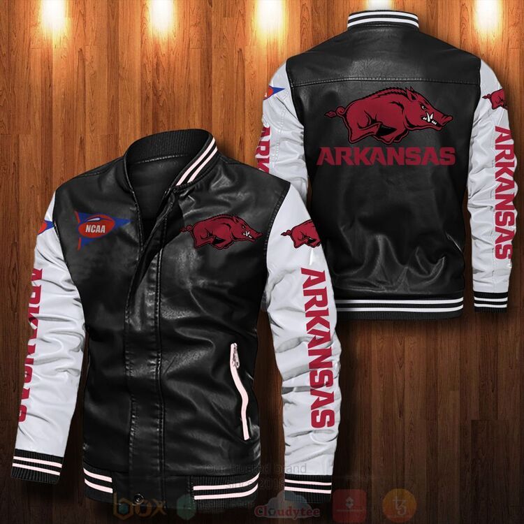 NCAA_Arkansas_Razorbacks_Bomber_Leather_Jacket