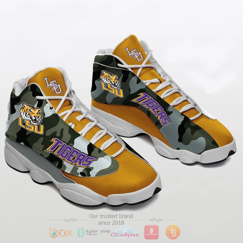 NCAA_LSU_Tigers_Orange_Camo_Air_Jordan_13_Shoes