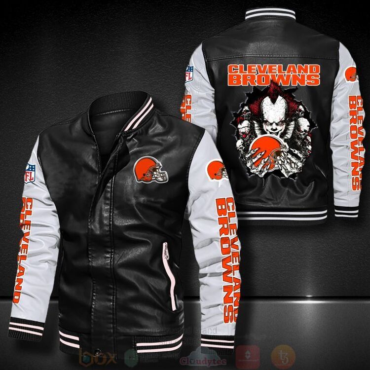 NFL_Cleveland_Browns_IT_Clown_Pennywise_Bomber_Leather_Jacket