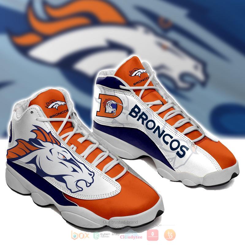 NFL_Denver_Broncos_white_orange_Air_Jordan_13_Sneaker_shoes