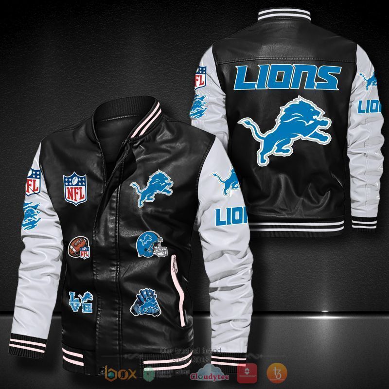 NFL_Detroit_Lions_logo_team_Bomber_leather_jacket