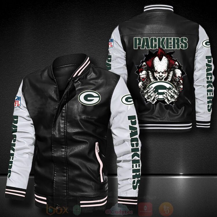NFL_Green_Bay_Packers_IT_Clown_Pennywise_Bomber_Leather_Jacket