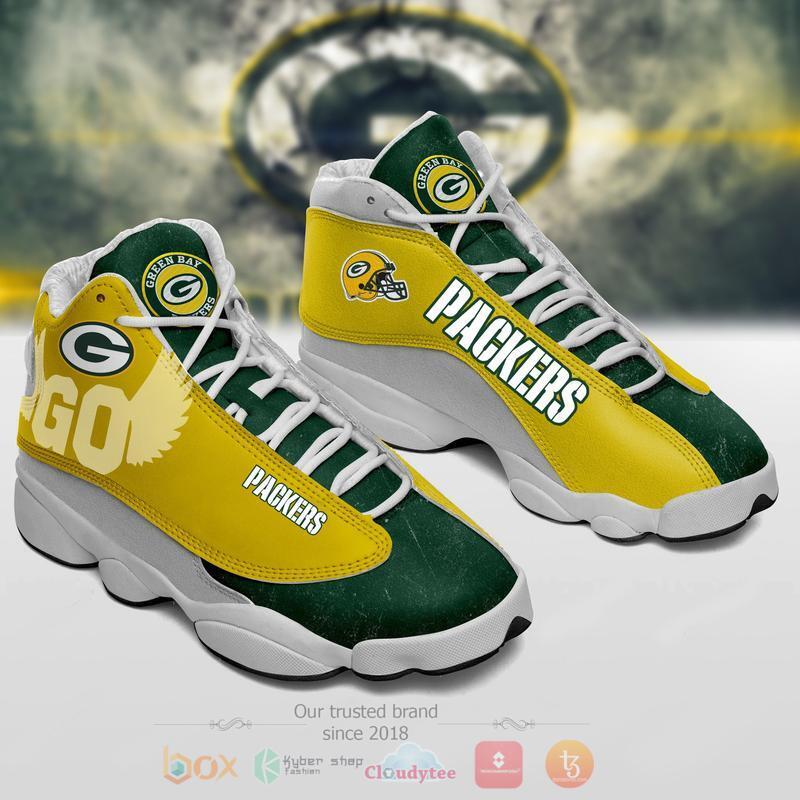 NFL_Green_Bay_Packers_Yellow_Green_Air_Jordan_13_Shoes