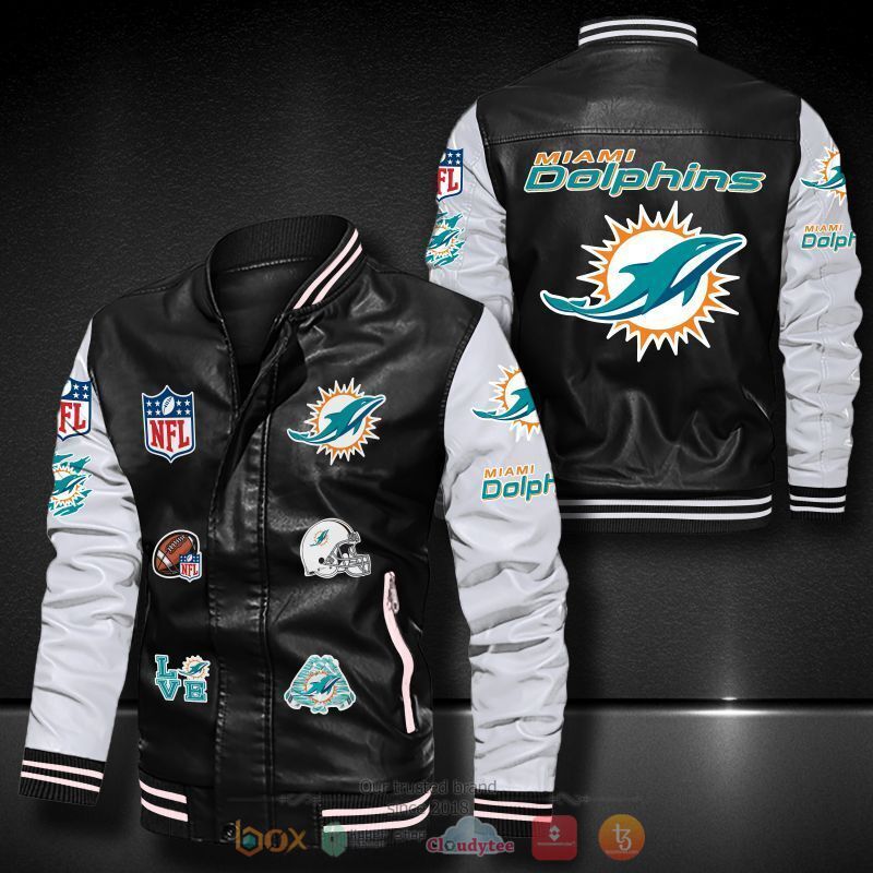 NFL_Miami_Dolphins_logo_team_Bomber_leather_jacket