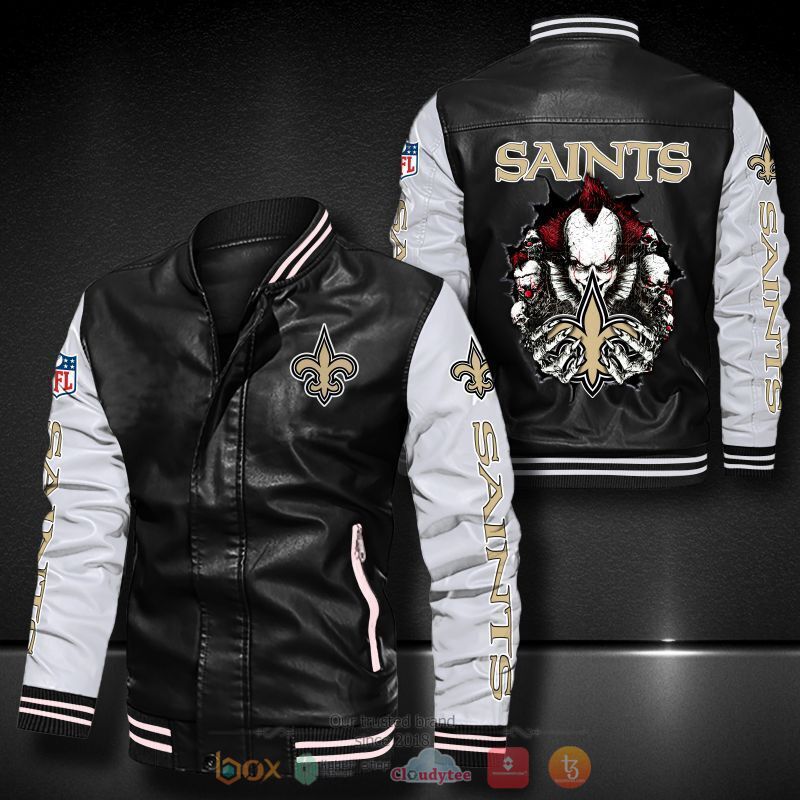 NFL_New_Orleans_Saints_IT_Pennywise_Bomber_leather_jacket