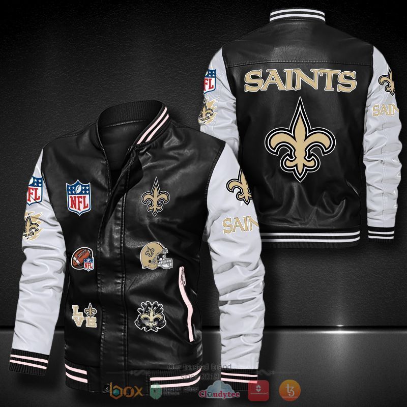 NFL_New_Orleans_Saints_logo_team_Bomber_leather_jacket