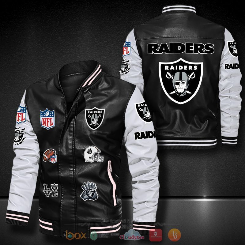 NFL_Oakland_Raiders_logo_team_Bomber_leather_jacket