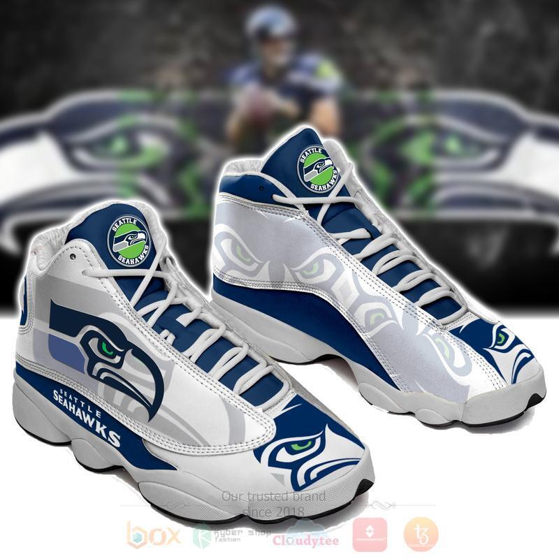 NFL_Seattle_Seahawks_White_Air_Jordan_13_Shoes
