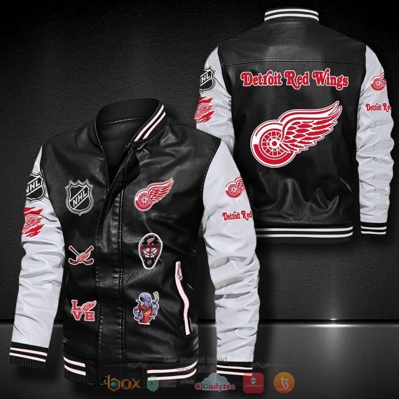 NHL_Detroit_Red_Wings_logo_team_Bomber_leather_jacket