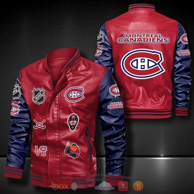 NHL_Montreal_Canadiens_logo_team_Bomber_leather_jacket