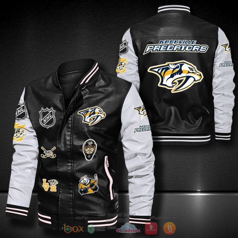 NHL_Nashville_Predators_logo_team_Bomber_leather_jacket